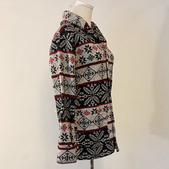 Levi’s Nordic Fair Isle Snowflake Womens Small Shawl Collar Sweater Cardigan - Picture 3 of 12